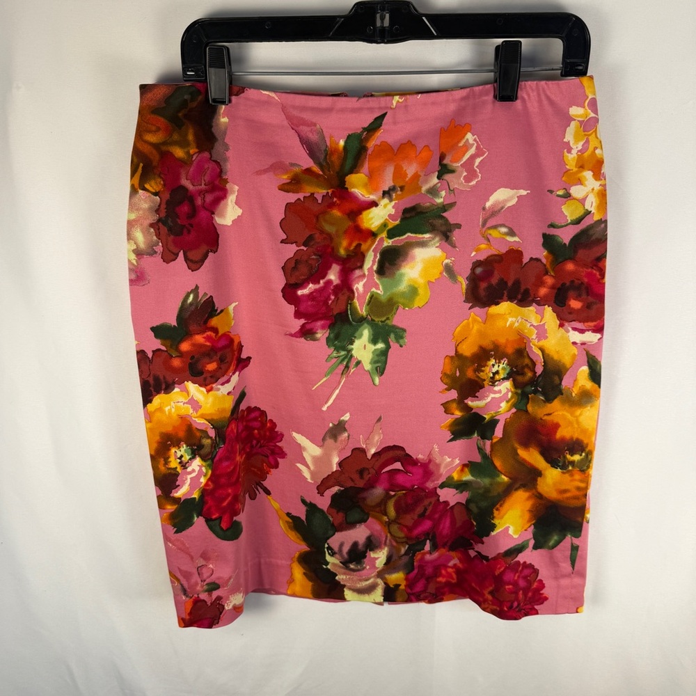 Talbots Petite Pink Floral Pencil Skirt, Watercolor Floral Spring Garden Party
